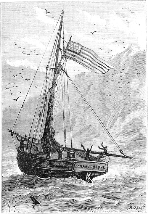 “On 10 October the boat was launched.” Engraving by Jules Férat, volume 2