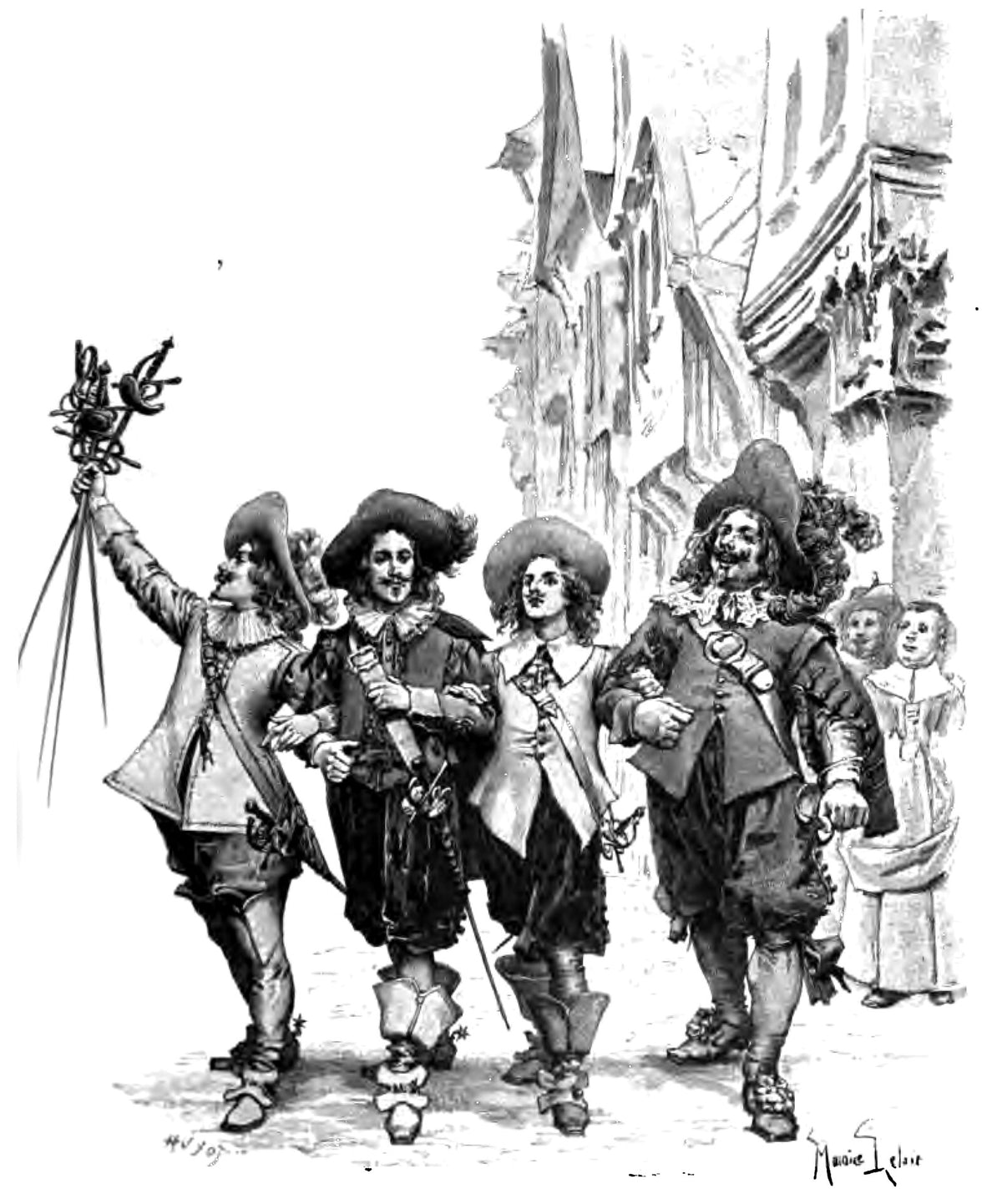 Maurice Leloir: the four friends arm in arm